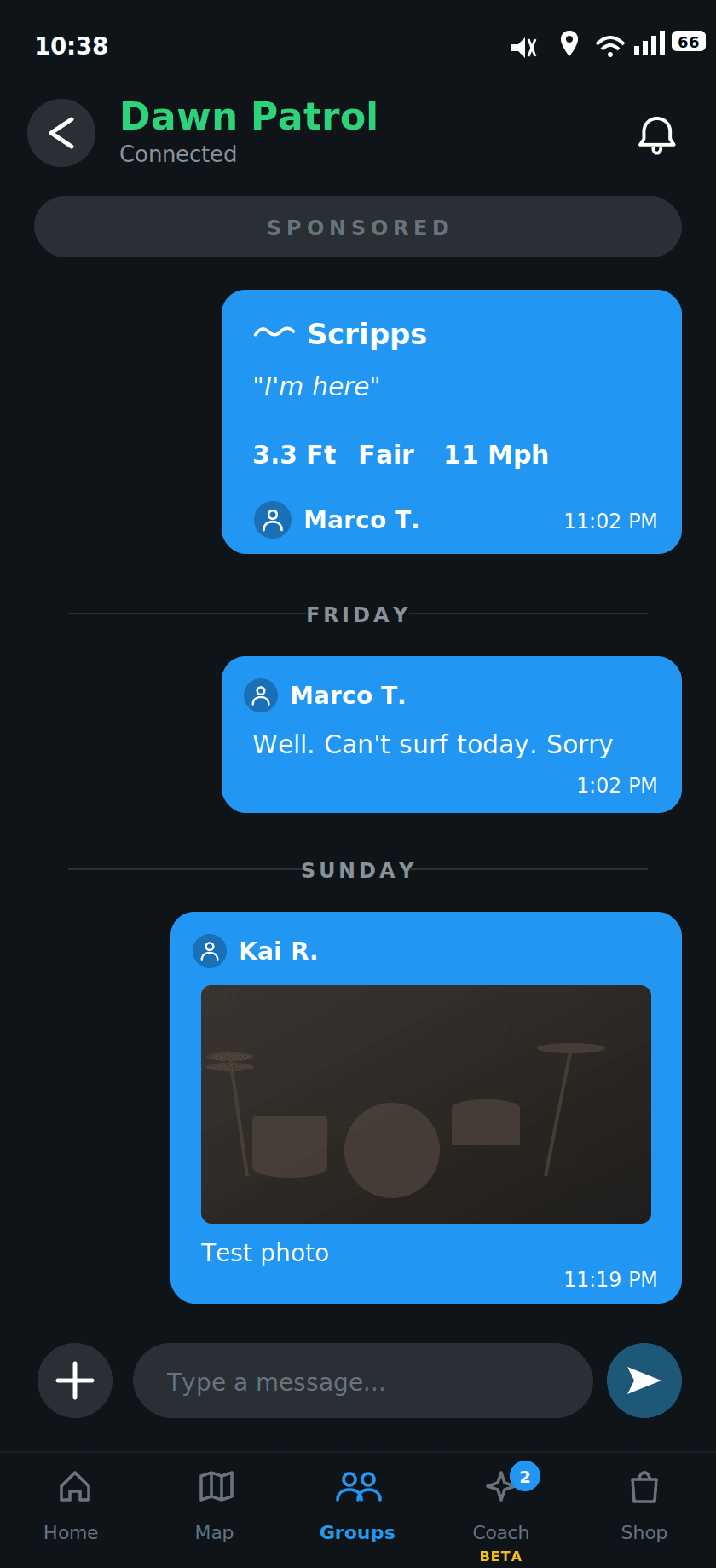 Froth app private group chat screen